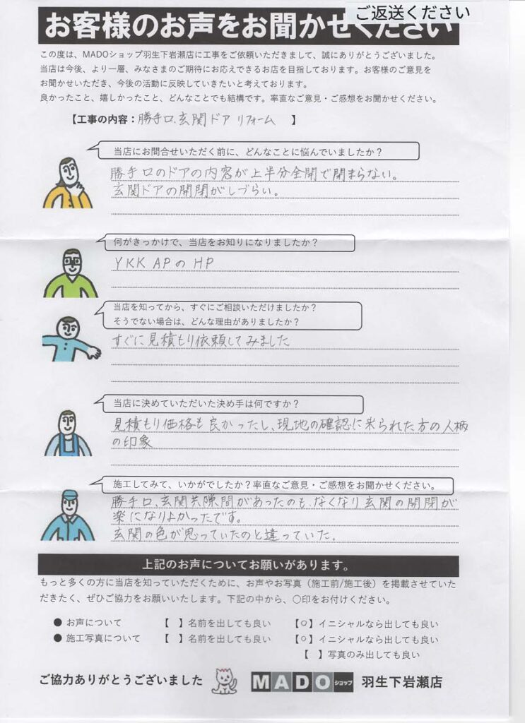 たった1日で快適さが劇的に変わる、カバー工法による玄関・勝手口ドア交換の施工事例です。