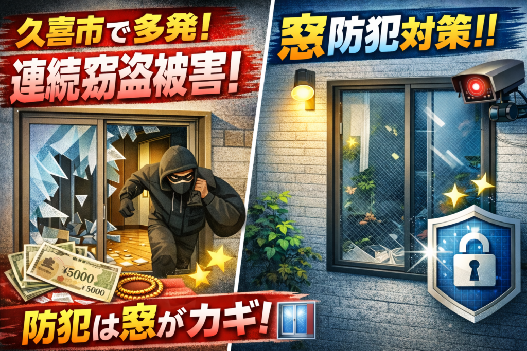 【防犯対策】久喜市で窓ガラス破りの侵入窃盗が連続発生｜今すぐ見直したい窓の防犯対策