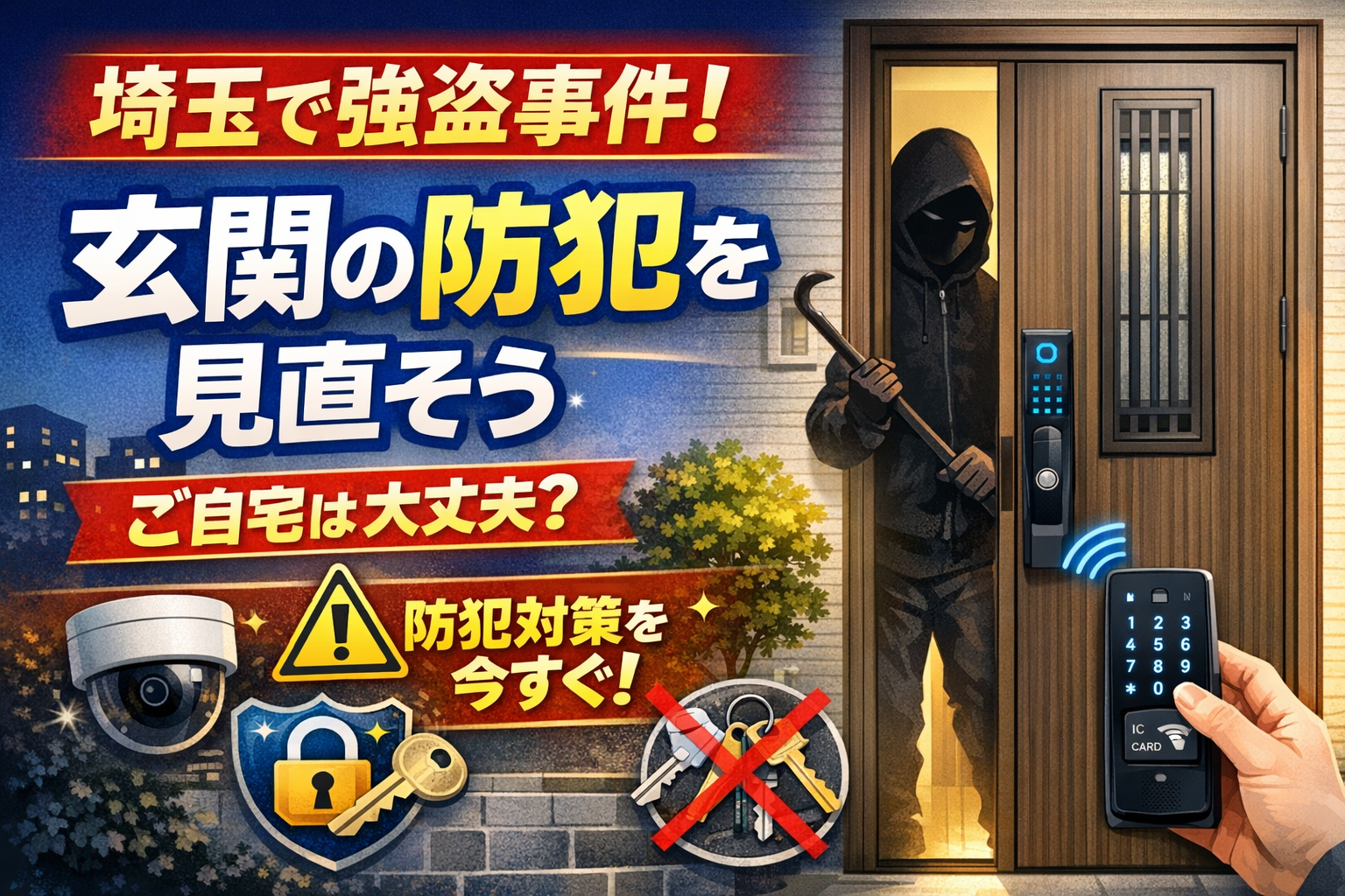 【防犯対策ブログ】埼玉県で住宅侵入事件が発生…今こそ見直したい「窓・玄関」の防犯対策