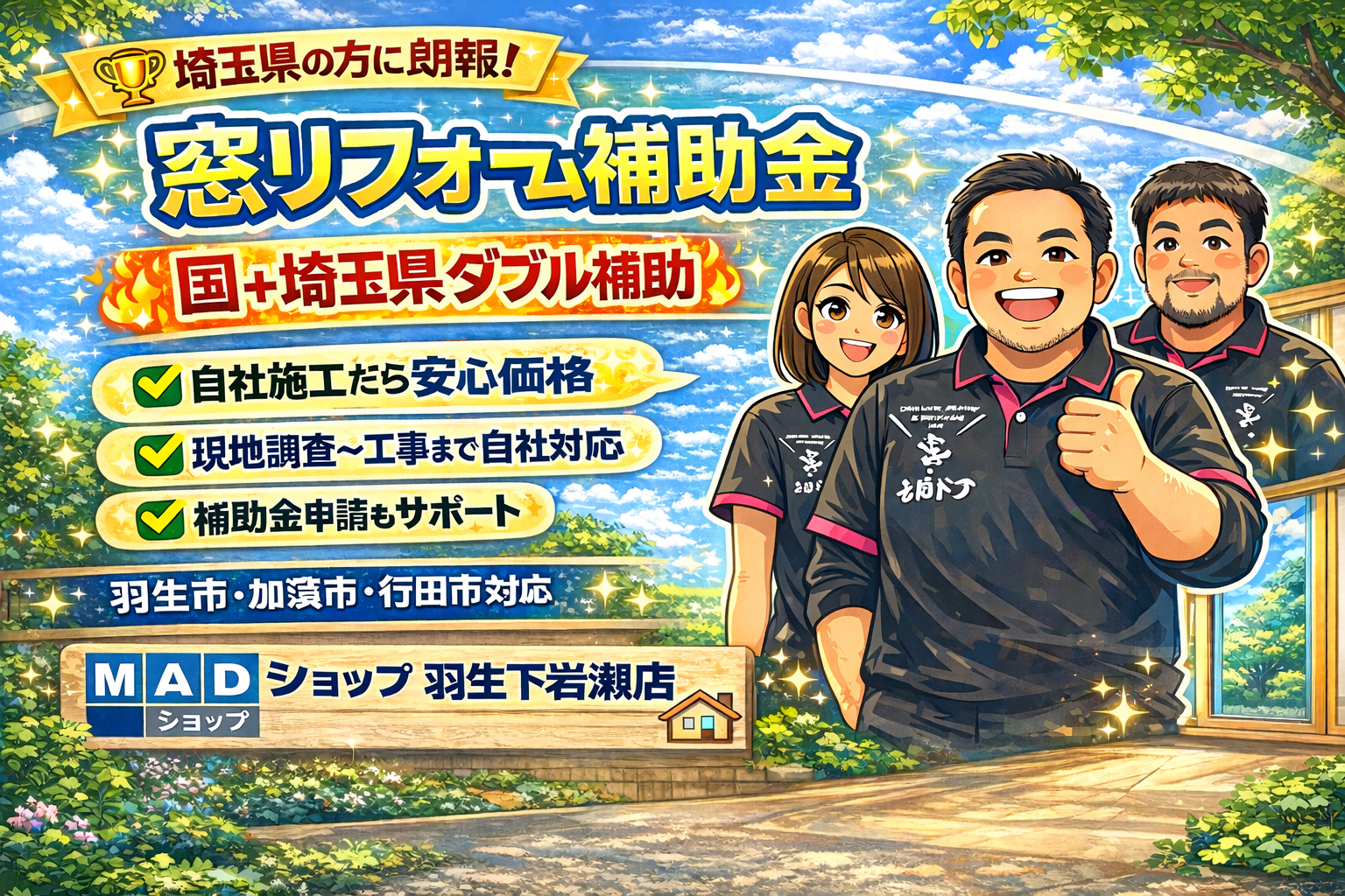 【2026年】窓補助金はいくらもらえる？先進的窓リノベと埼玉県窓補助金を窓専門店がわかりやすく解説！！