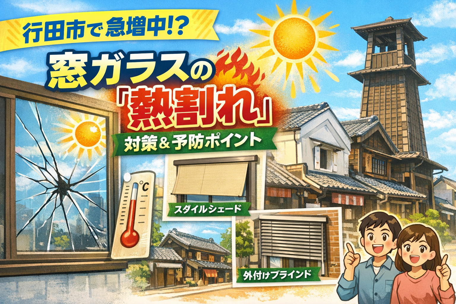 【行田市で急増中⁉】何もしていないのに窓ガラスにヒビ…その原因は「熱割れ」かもしれません☀️
