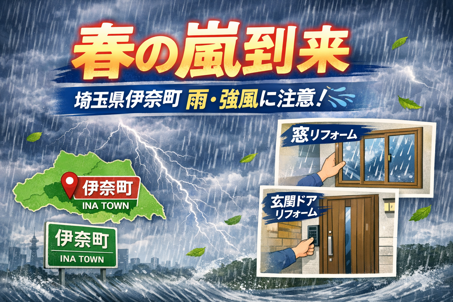 🌧️【春の嵐に注意】埼玉県伊奈町も雨・強風の影響へ！