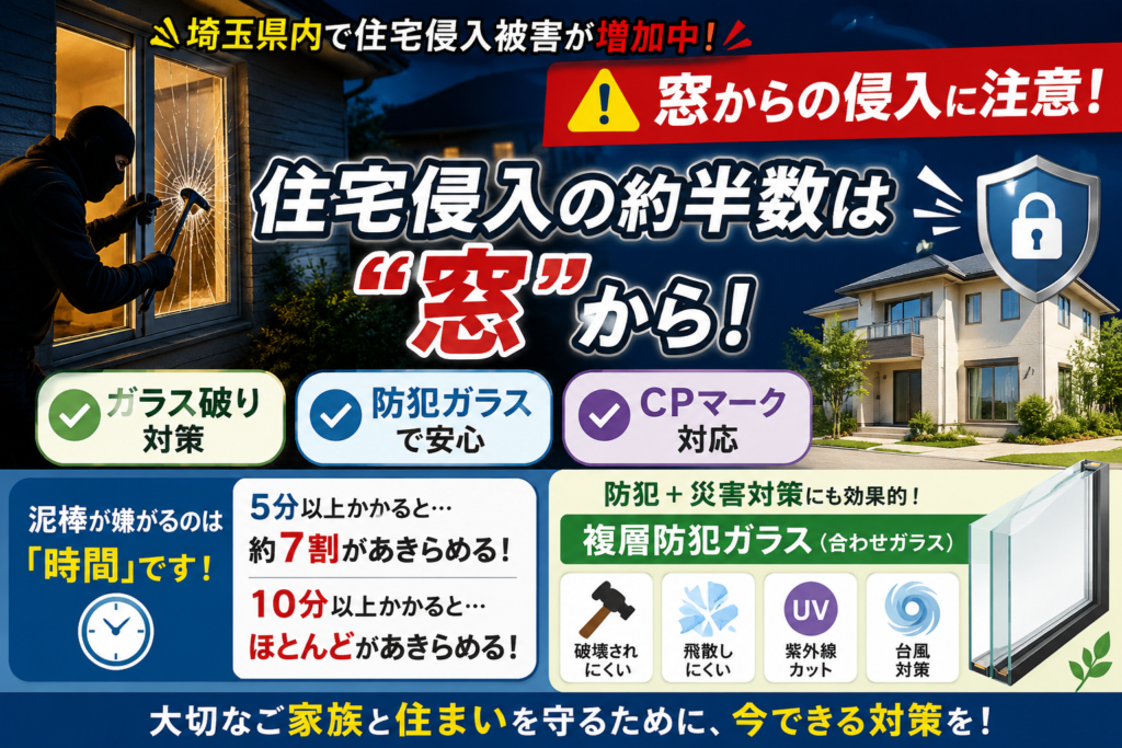 【埼玉県上尾市】窓ガラスが狙われている！？今すぐ見直したい防犯対策とおすすめ窓リフォーム🔒🏠