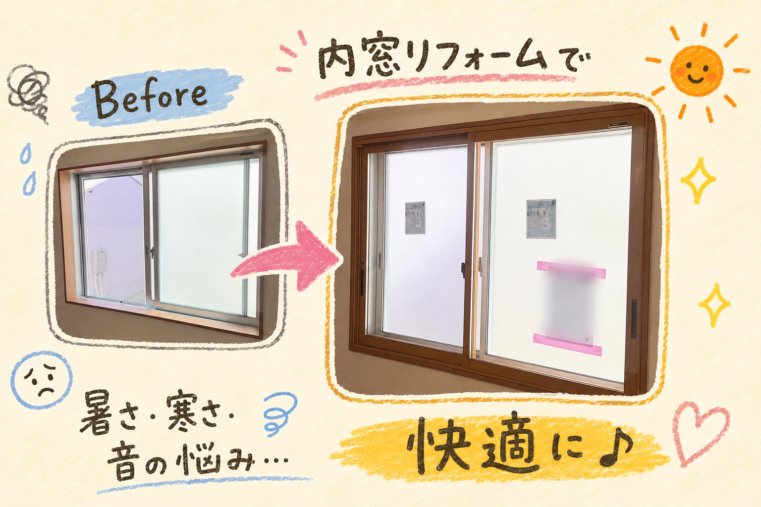 【埼玉県幸手市】蒸し暑い！暑い！もう夏！？内窓8箇所設置で暑さ・寒さ・防音対策✨