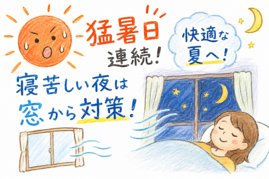 【埼玉県行田市】夏休み前なのに猛暑日連続！？🥵寝苦しい夜の暑さ対策は「窓」がポイント！