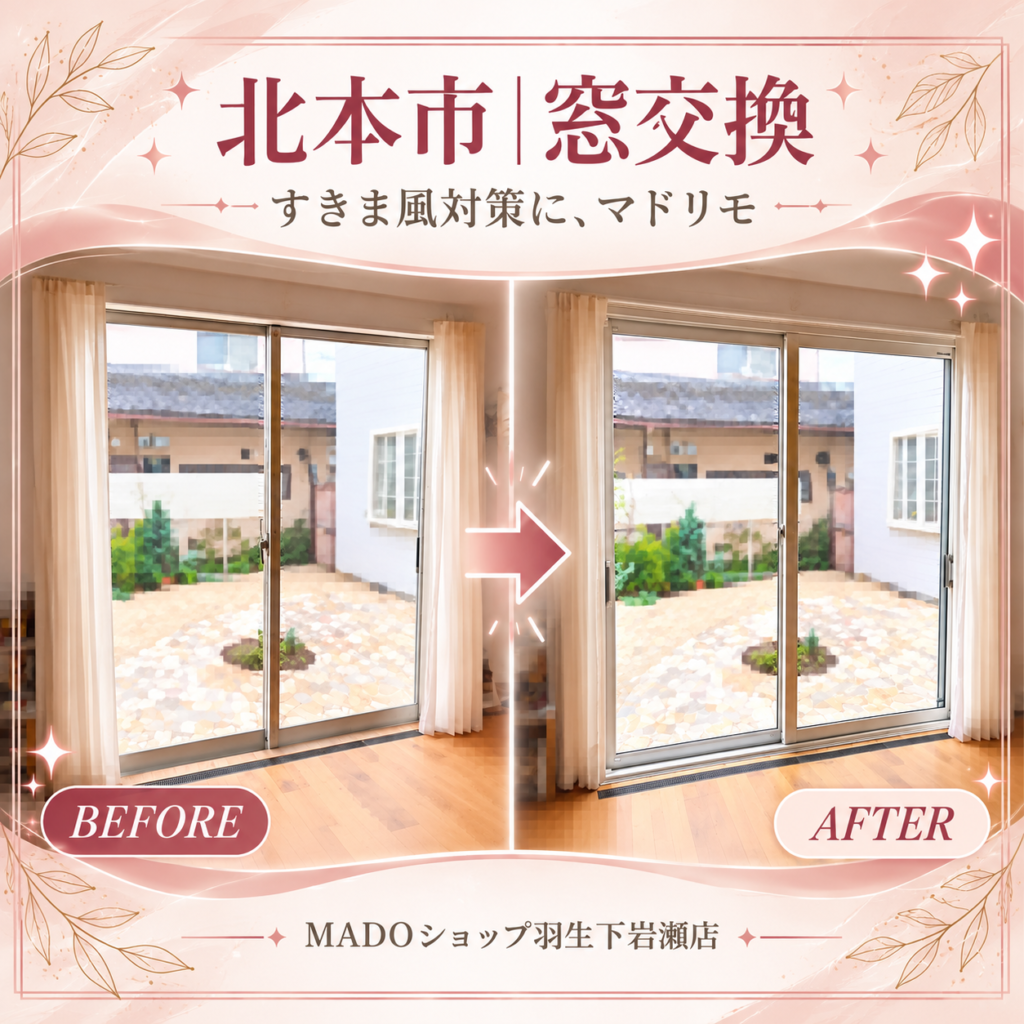 🪟【北本市の窓交換事例】すきま風・建て付けのお悩みに！YKK APマドリモ樹脂窓で寒さ対策