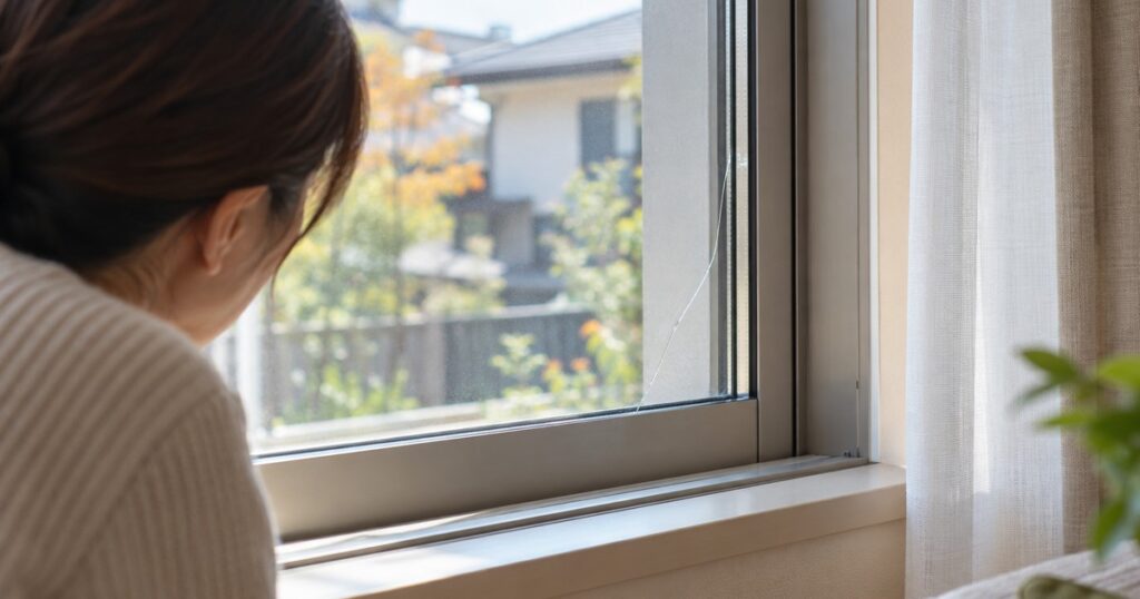 窓ガラスに細いひび…ぶつけていなくても割れる？｜北本市